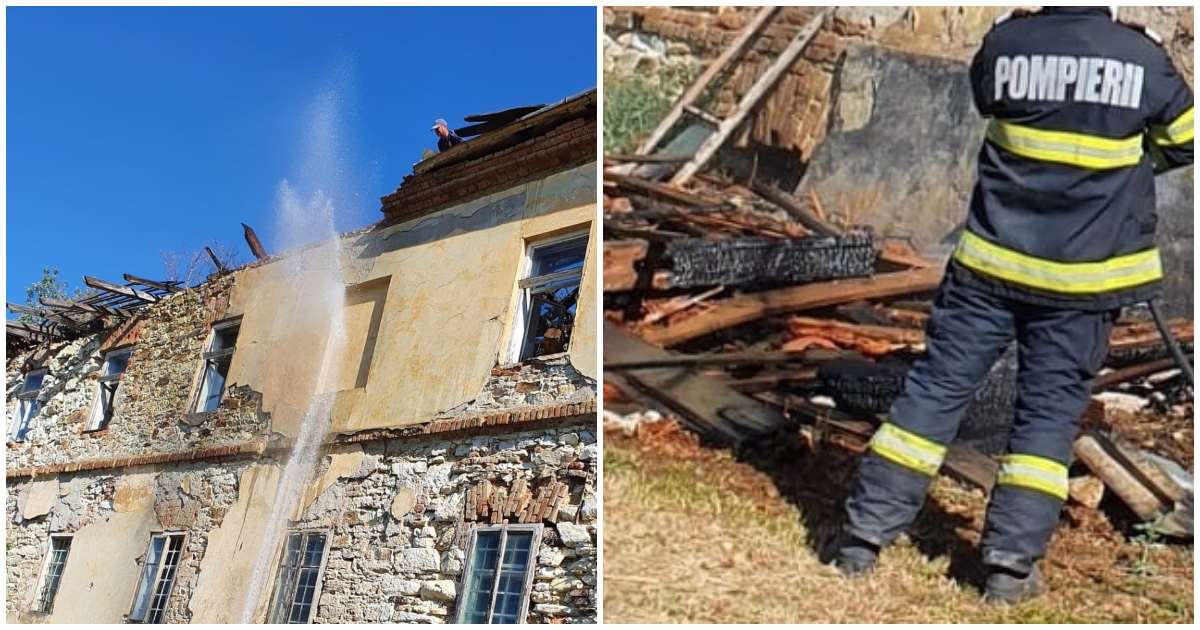 FOTO. Fostul hotel uriaș al persoanelor nevoiașe din Oaș, cuprins de flăcări
