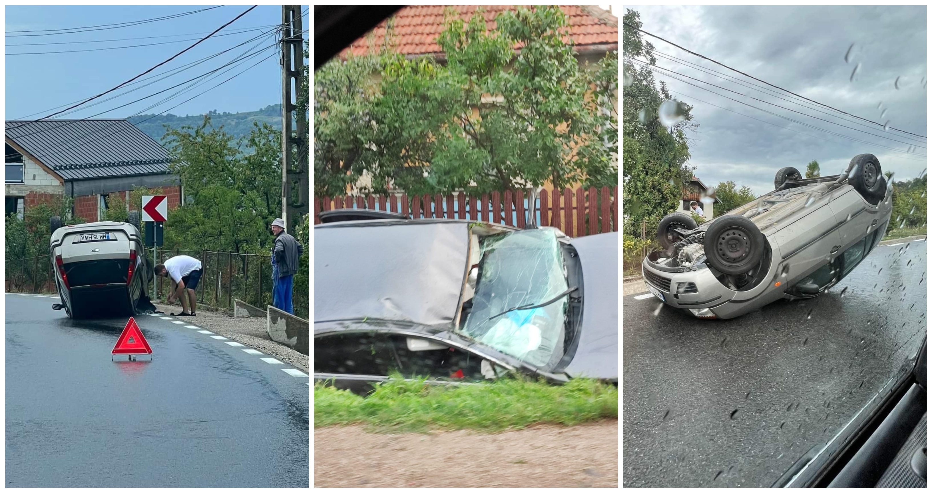 FOTOGALERIE. Accidente în lanț pe DN1C Satu Mare - Baia Mare. Mașini răsturnate pe șosea sau șanț