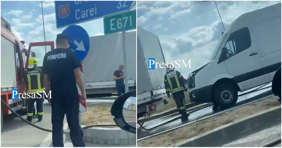VIDEO. Accident la urcarea pe centură, pe Drumul Careiului. Pompierii la fața locului