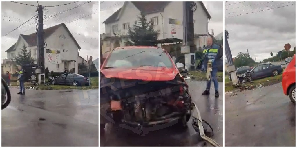 FOTO/VIDEO. Accident grav în Mădăras. Coliziune frontală, o mamă și o fetiță au ajuns la Urgență