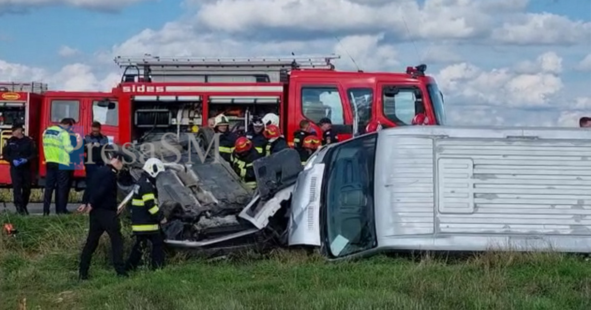 FOTO/VIDEO. Accident mortal în județ. Un șofer a decedat, soția transportată cu elicopterul la Urgență