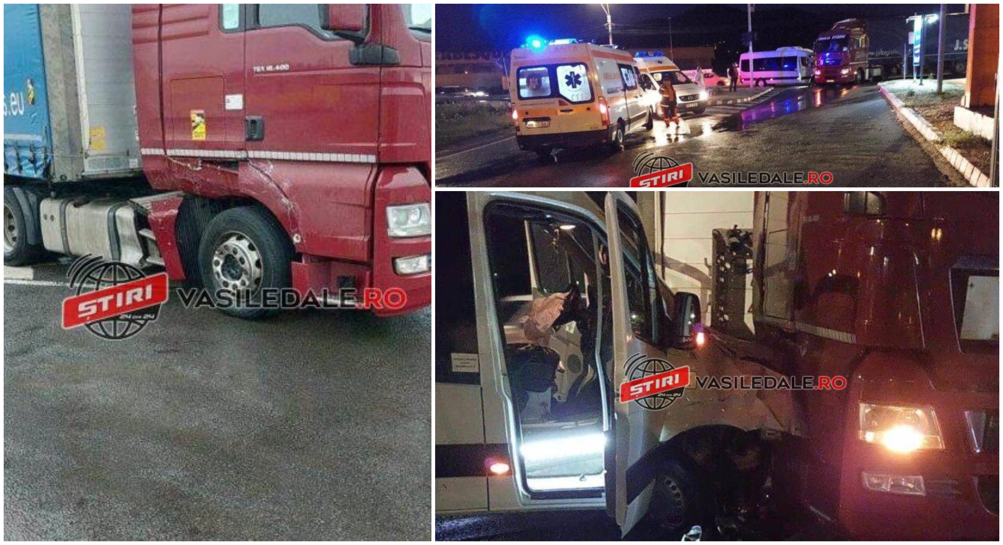 FOTOGALERIE. Accident cu 7 victime. Impact între un TIR de Satu Mare și un microbuz