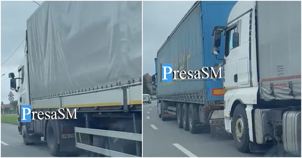 VIDEO. Aglomerație la vama interioară. Cozile de TIR-uri ajung până pe drumul Botizului