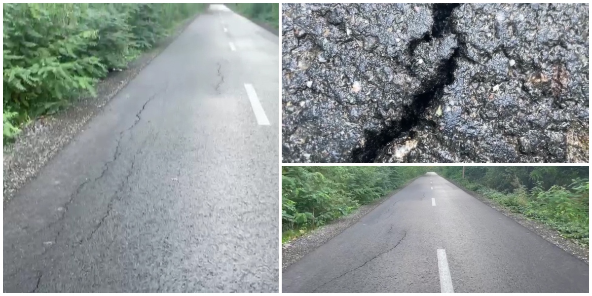 VIDEO. Drum județean, crăpat la niciun an de la finalizarea lucrărilor. Bătaie de joc