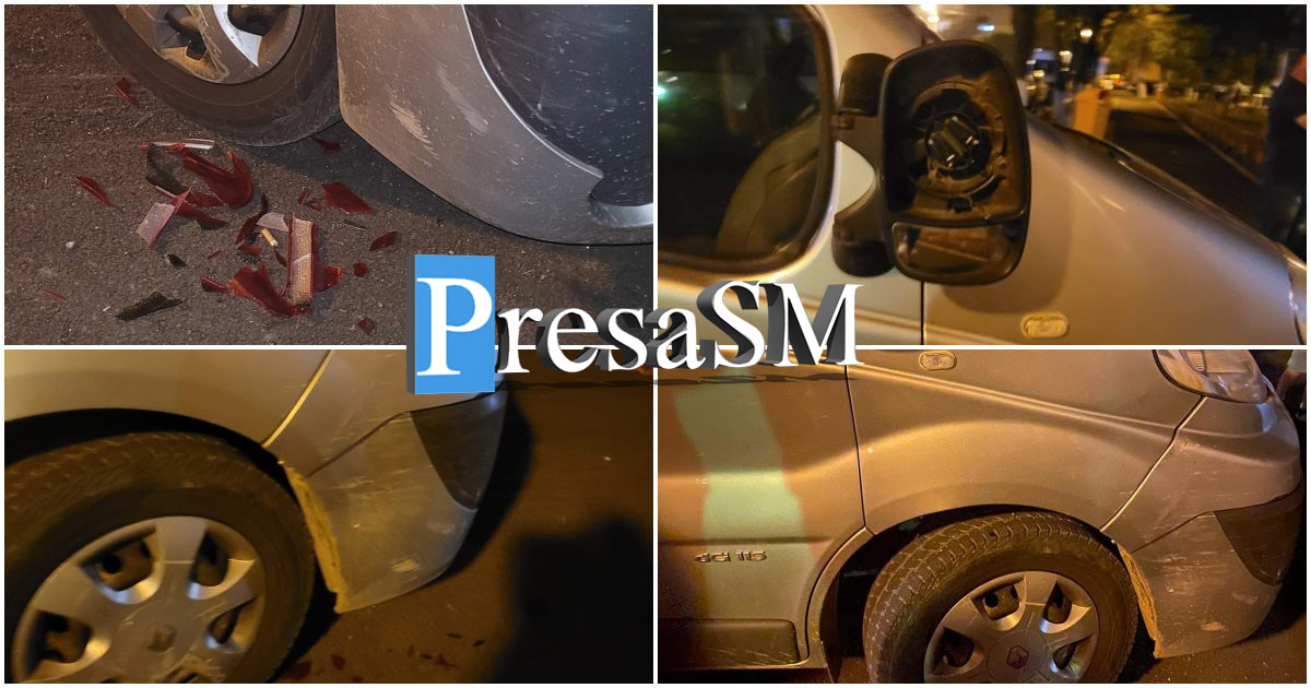 FOTO. Mașină vandalizată de nervi. Un șofer s-a răzbunat că nu a putut ieși din parcare