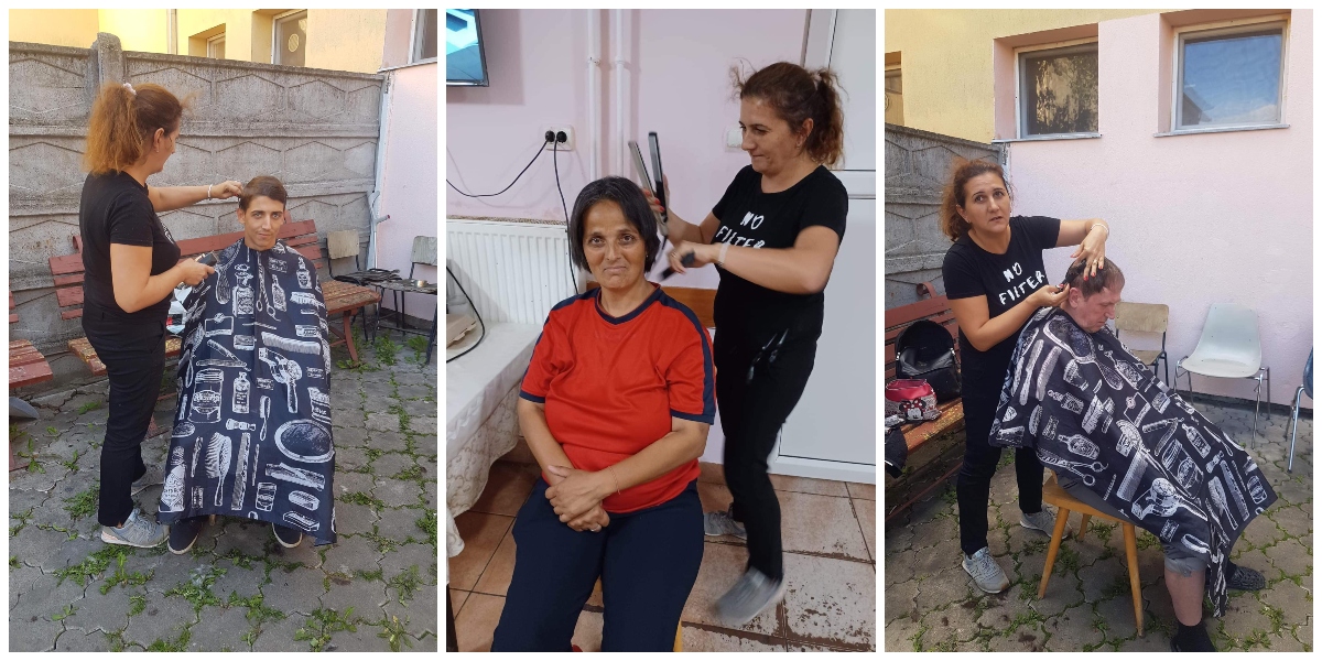 FOTO. Sătmăreanca care tunde gratuit oamenii străzii. Și le oferă câte un zâmbet