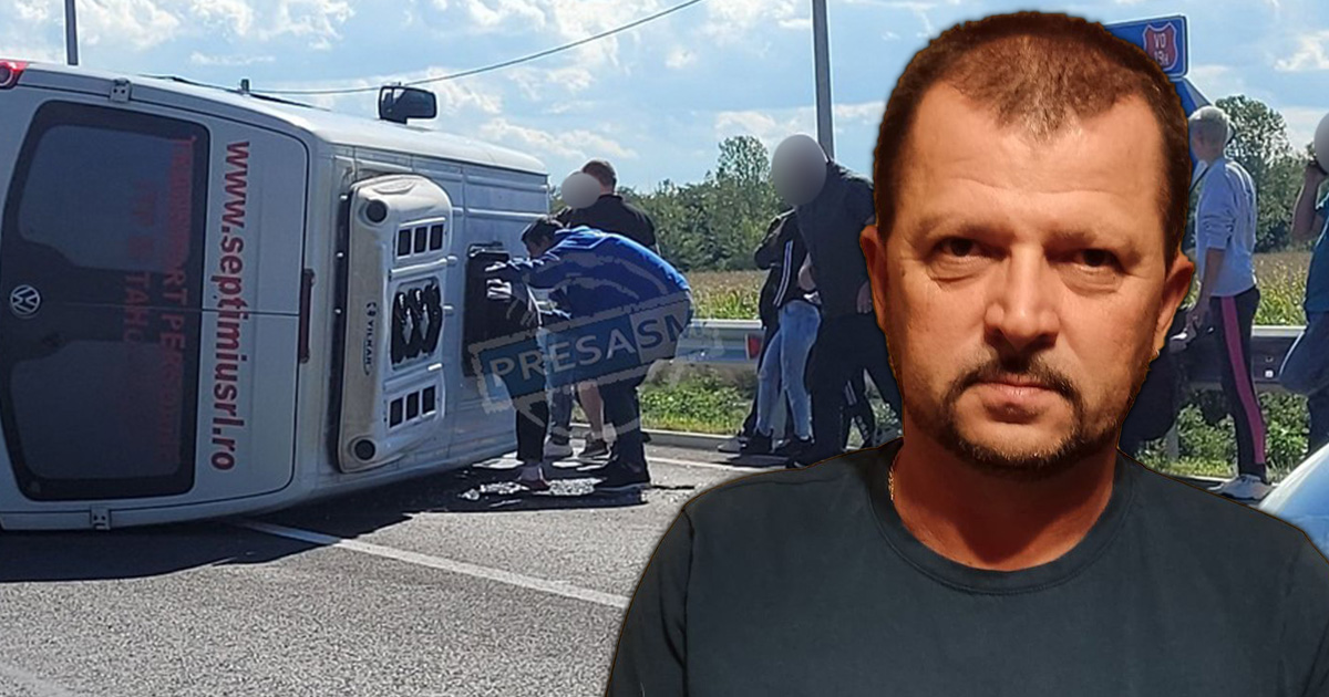 FOTO/VIDEO. Sătmăreanul erou! A scos toate victimele din microbuzul răsturnat pe centură