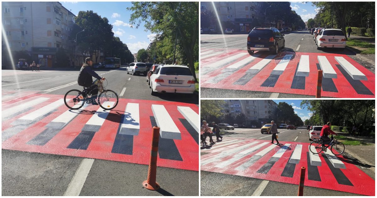 FOTO. A început amenajarea trecerilor de pietoni 3D în Satu Mare. Care sunt locațiile