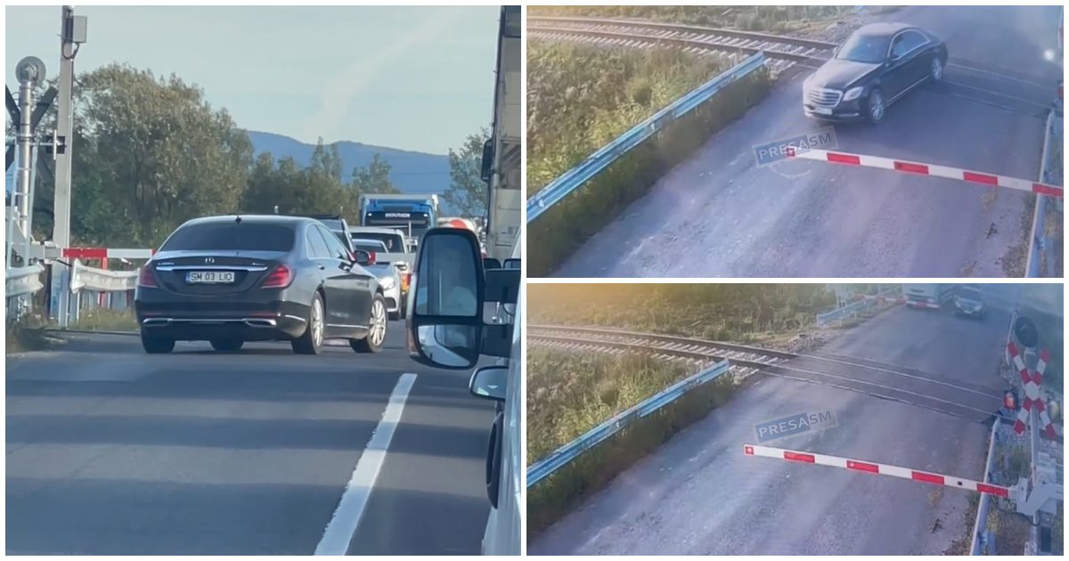 FOTO/VIDEO. Mașina vicepreședintelui CJ Satu Mare, slalom printre barierele CFR închise!