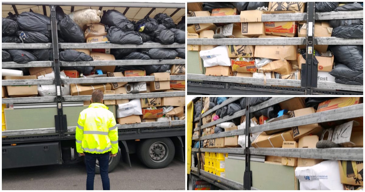 FOTO. Camion cu zeci de tone de deșeuri, de la jucării la obiecte murdare, paturi, geamuri și haine, oprit la Petea