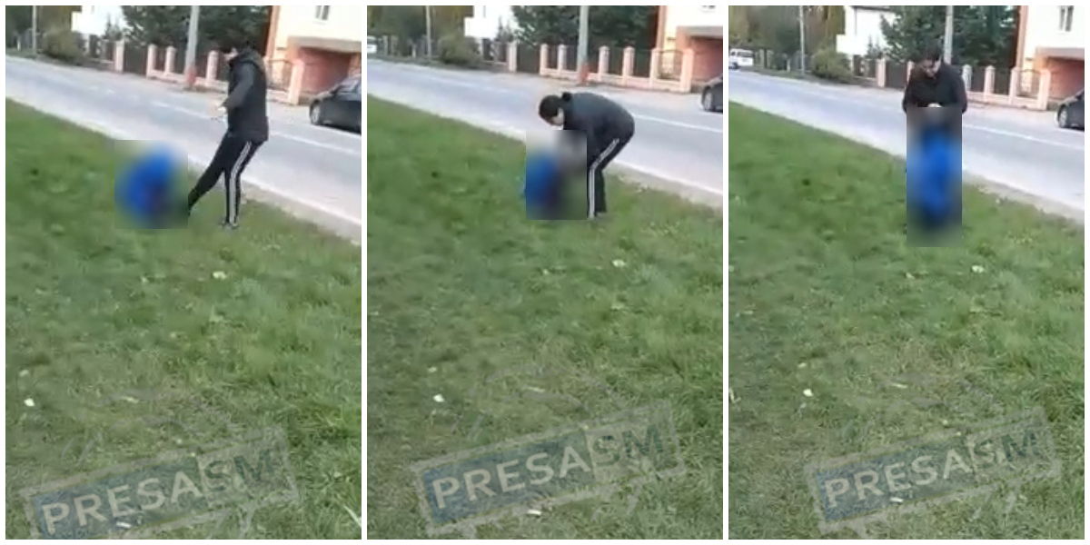 VIDEO. O mamă își bate copilul cu pumnii și picioarele în fața școlii. Se întâmplă în județul vecin
