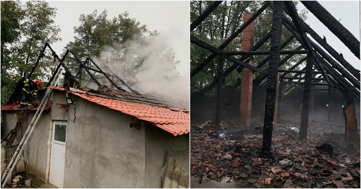 FOTO. Incendiu la o casă de locuit din județul Satu Mare. Totul a pornit de la o anexă