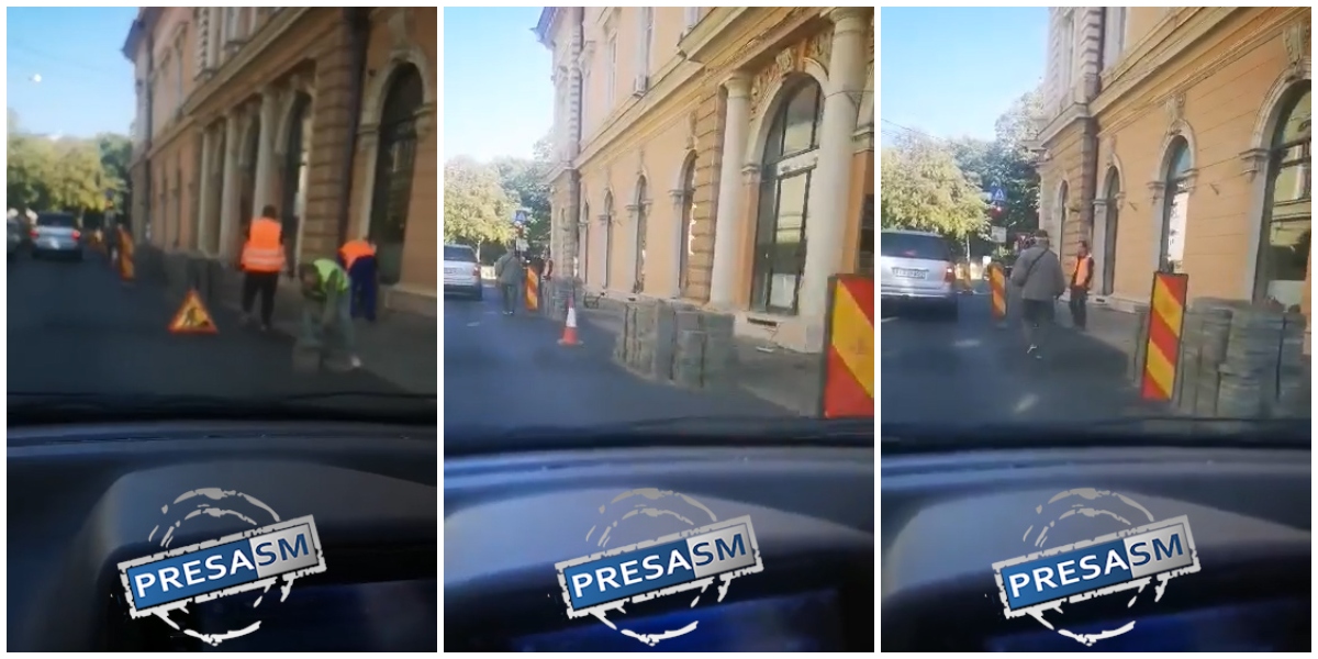 VIDEO. Se ridică pavajul proaspăt pus în centrul municipiului Satu Mare
