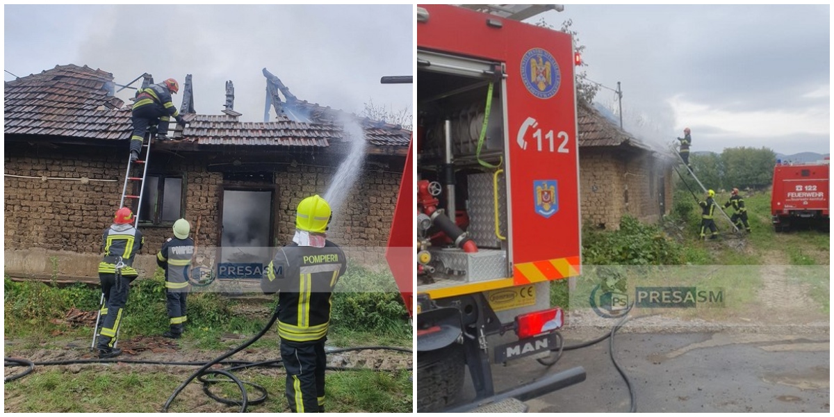 FOTOGALERIE. Casă distrusă în totalitate în județul Satu Mare