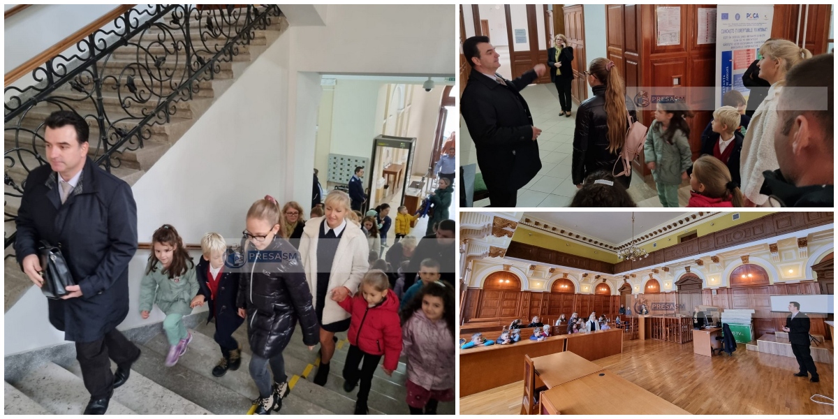 FOTO. Ziua porților deschise la Tribunalul Satu Mare. Copiii, viitori magistrați, s-au întâlnit cu judecătorii