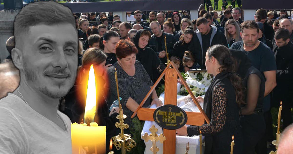 FOTO. Alin (26 ani) condus pe ultimul drum. O soție a rămas văduvă și un copilaș orfan