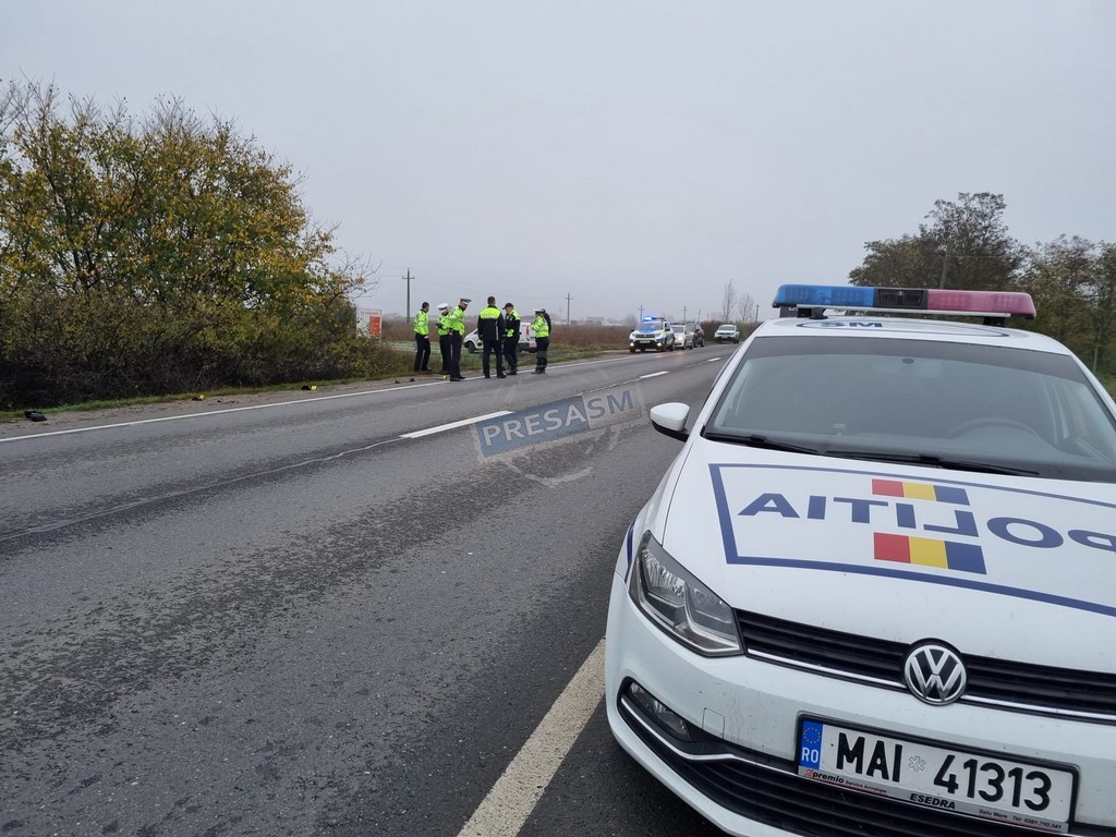Accident în lanț, cu victimă, între Satu Mare și Dorolț. Vinovat: un șofer sub influența alcoolului