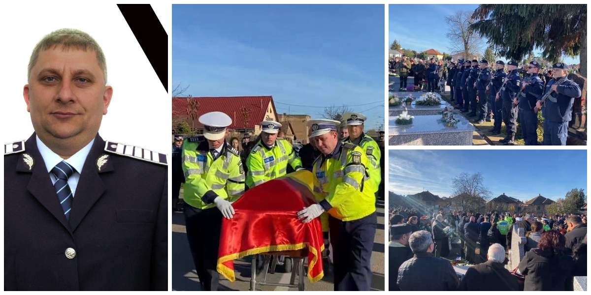 VIDEO. Polițistul Florin Buzgău (46 ani), condus pe ultimul drum cu onoruri militare