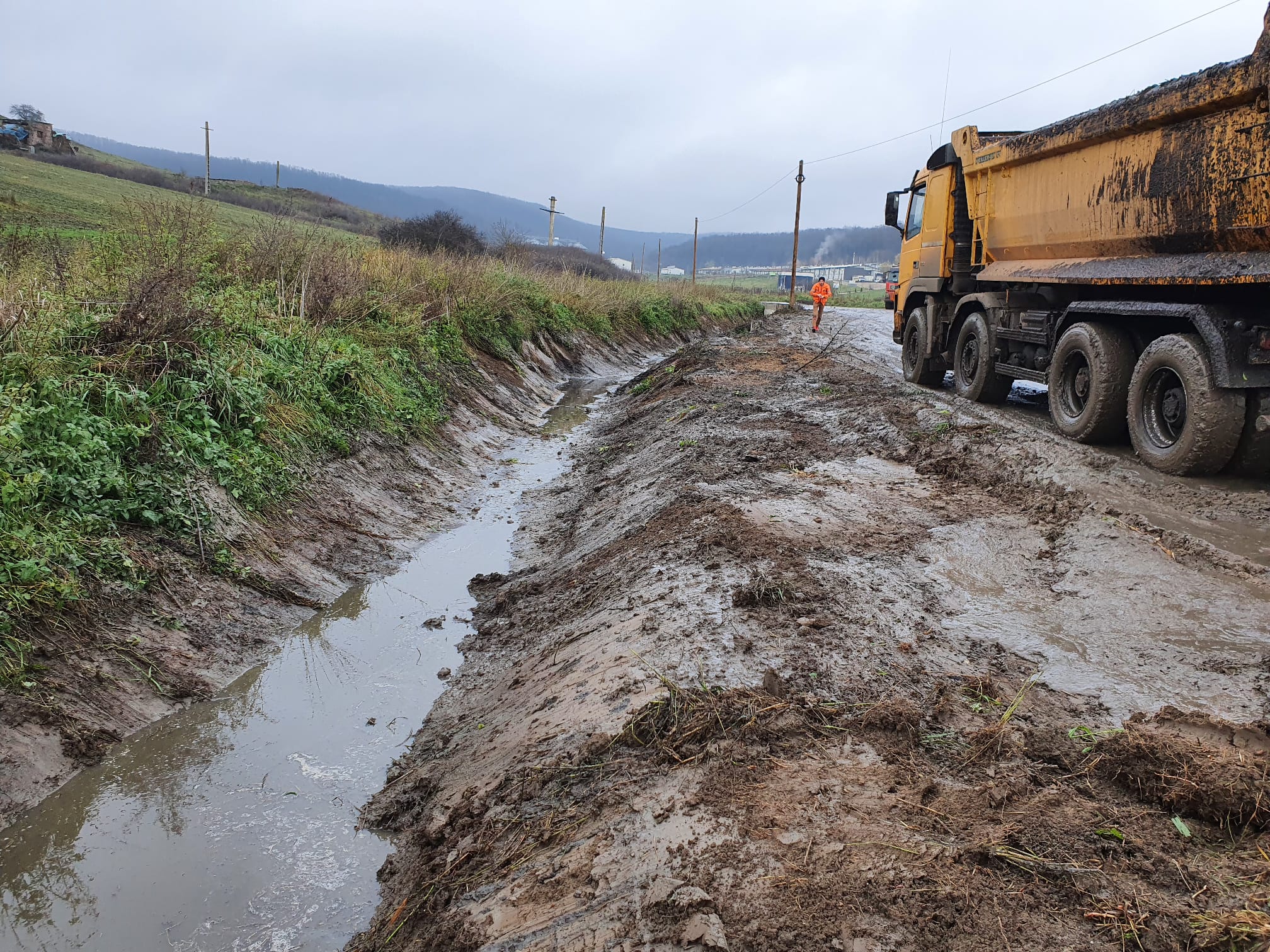 FOTO. Drum din județ, împuțit în ultimul hal. Amendă uriașă pentru o fermă de creștere a animalelor