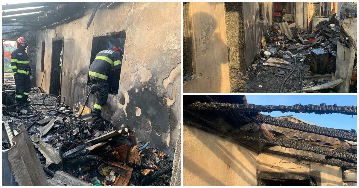 FOTO. O familie sărmană, cu cinci copii, a rămas fără casă! Dramă în județul Satu Mare