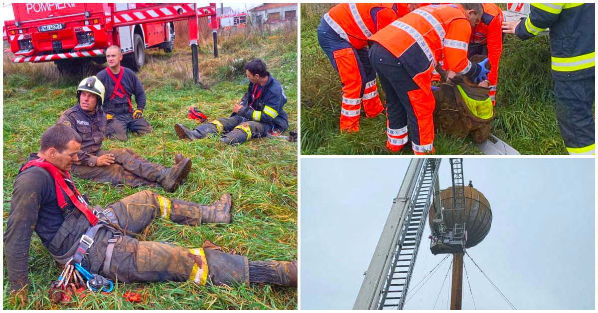 FOTO/VIDEO. Pompierii-eroi! Au salvat de la moarte doi sătmăreni, blocați în turn