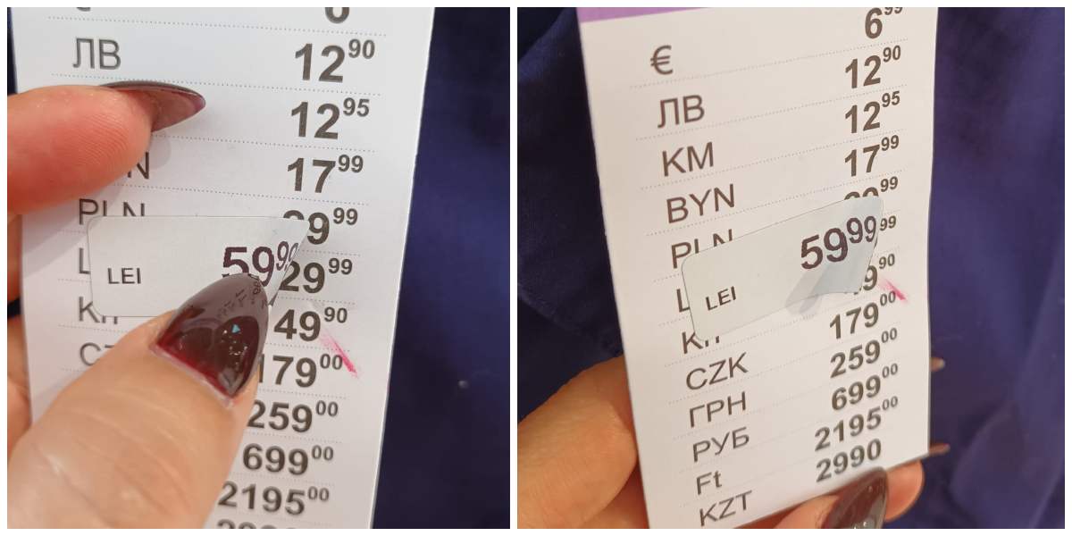 FOTO. Etichete cu prețuri dublate peste prețurile vechi în Satu Mare. Explicațiile unui mare magazin