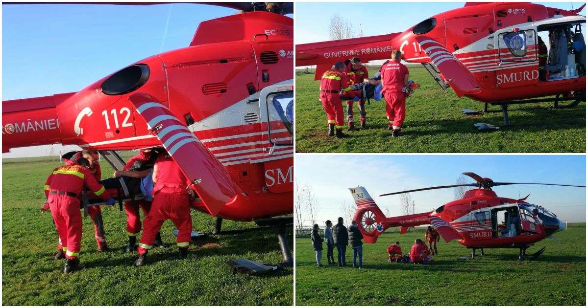 FOTO/VIDEO. Un sătmărean și-a strivit o parte a corpului. Preluat cu elicopterul SMURD