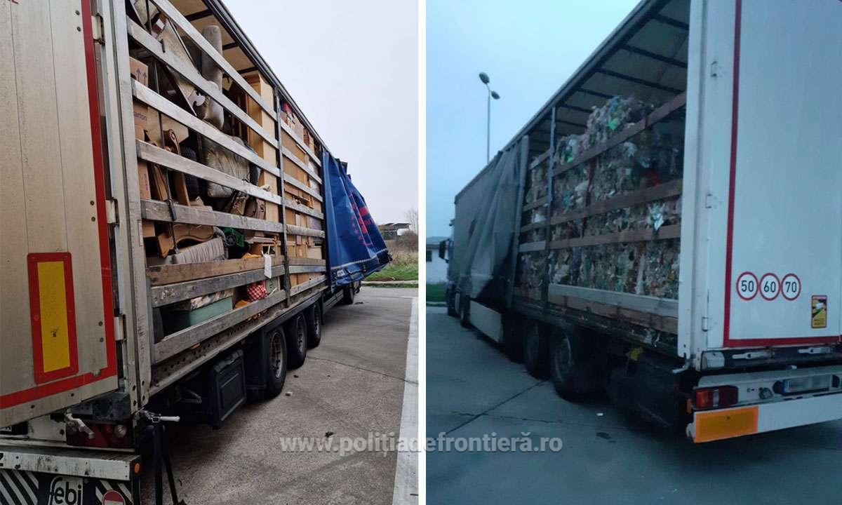 FOTO. TIR-uri cu zeci de tone de deșeuri oprite în Vama Petea. Trimise înapoi în Germania