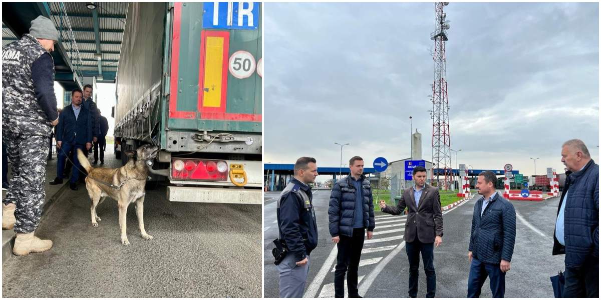 FOTO. Vama Halmeu s-a lărgit, pentru a putea permite intrarea numărului foarte mare de TIR-uri din Ucraina