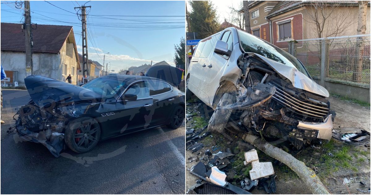 FOTO/VIDEO. Accident în județul Satu Mare. Coliziune puternică între două automobile