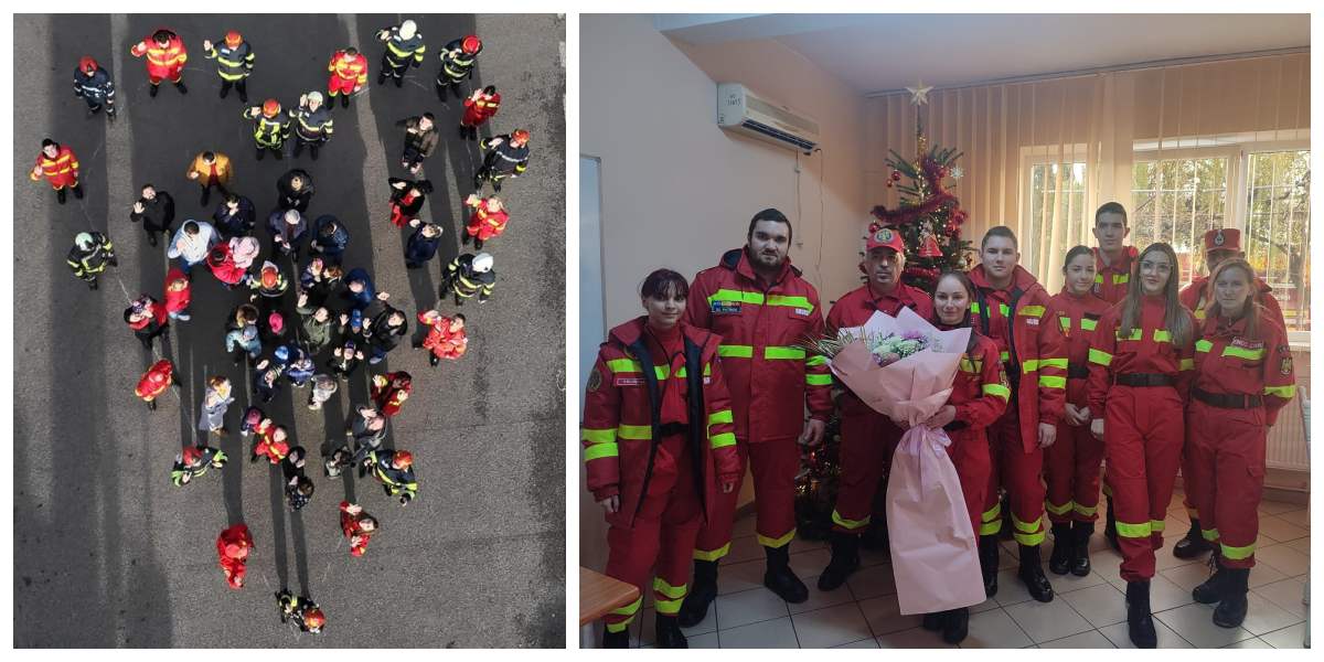 FOTO. Sătmărenii au format o inimă uriașă pentru pompieri. În semn de recunoștință!