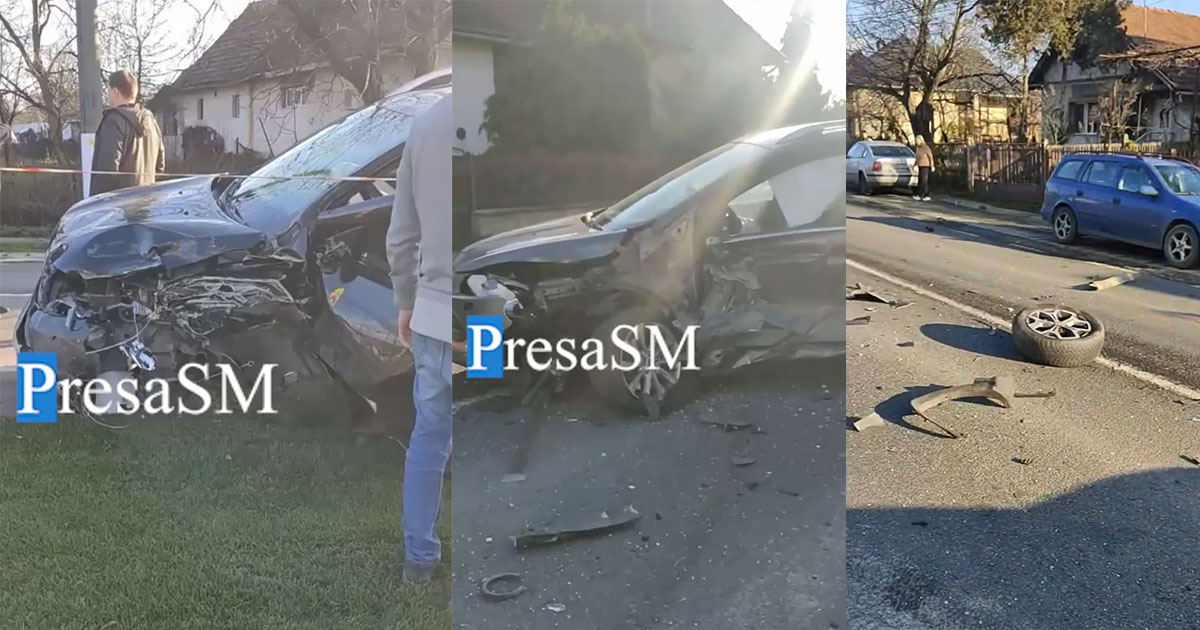 FOTO/VIDEO. Accident grav. O șoferiță din Satu Mare ar fi pătruns pe contrasens cu Duster-ul