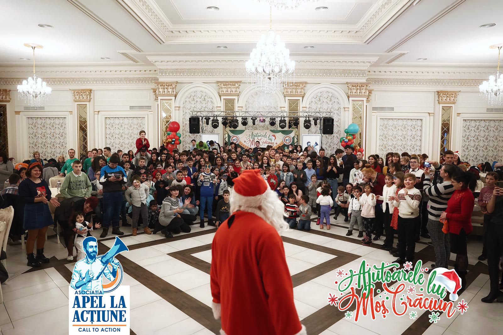 FOTO. Zi magică pentru sute de copii vulnerabili din județ. Asociația Apel la Acțiune le-a oferit spectacole, surprize și daruri de Crăciun