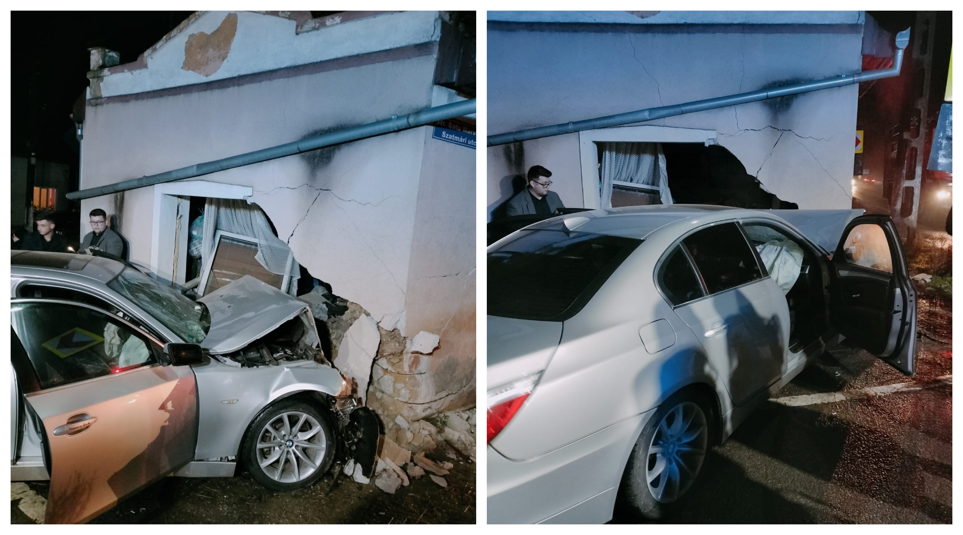 FOTO/VIDEO. Polițiștii explică cum s-a petrecut accidentul din Halmeu. Tânărul a ajuns cu mașina într-o casă