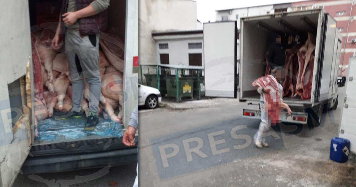 FOTO. Revoltă în Micro 16. Zeci de porci tranșați într-un magazin: ”E infernal!”