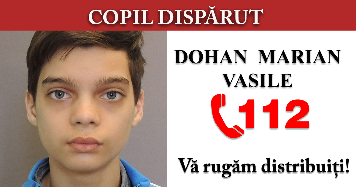 FOTO. Copil din Satu Mare, dispărut de acasă. Polițiștii cer ajutorul sătmărenilor
