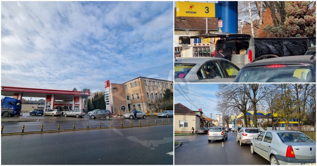 FOTOGALERIE. Sătmărenii au luat cu asalt benzinăriile de frica scumpirilor
