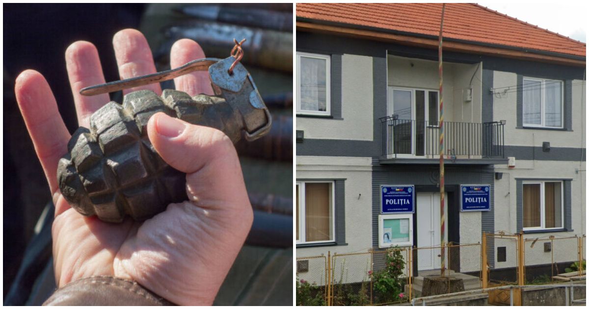 Un sătmărean a intrat cu grenada în sediul Poliției Petrești! Polițiștii au încremenit
