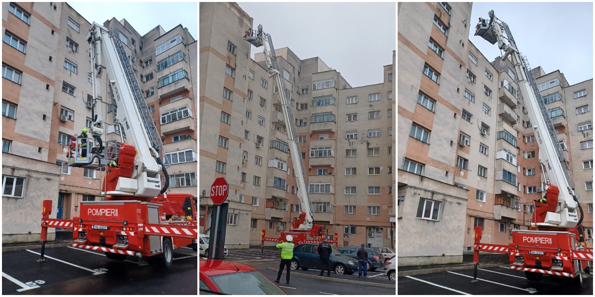 FOTOGALERIE. Alertă în Satu Mare. Intervenție a pompierilor la mare înălțime