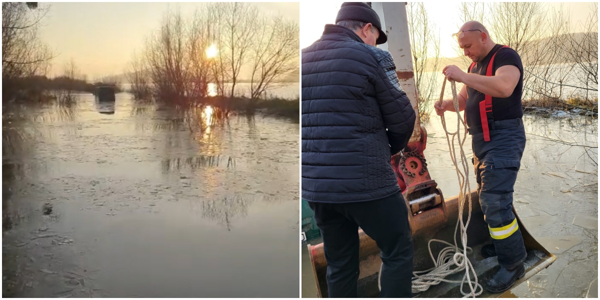 VIDEO. Inundații în Oaș. Trei persoane salvate dintr-o mașină rămase în apele revărsate