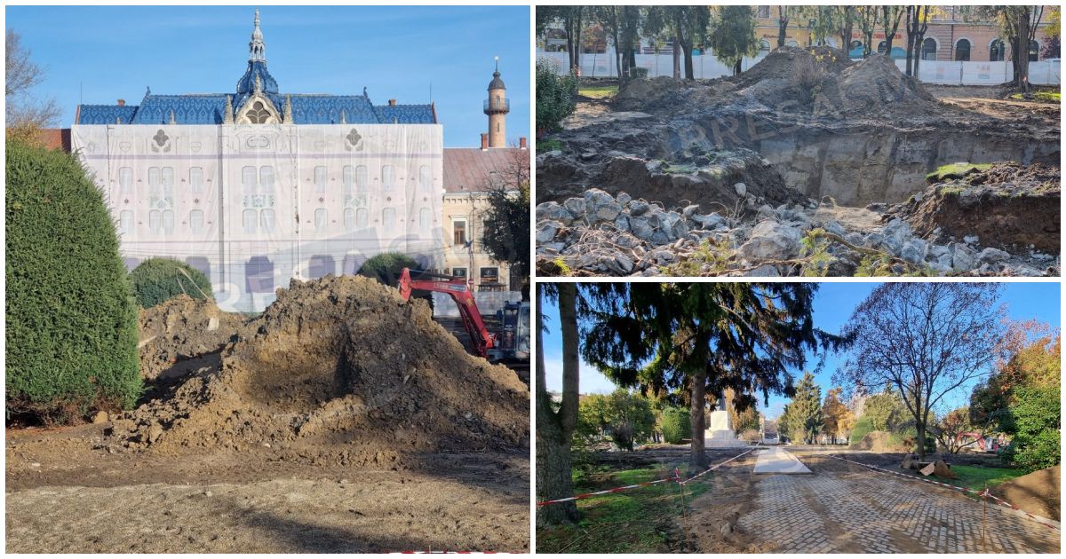 FOTOGALERIE. Cum decurg lucrările în Parcul Central. Imagini de pe șantier