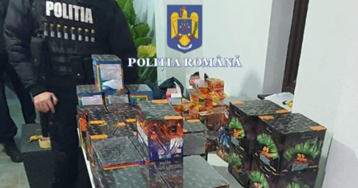 Distracție penală pentru zeci de sătmăreni. Sute de kg de materiale pirotehnice confiscate în județ