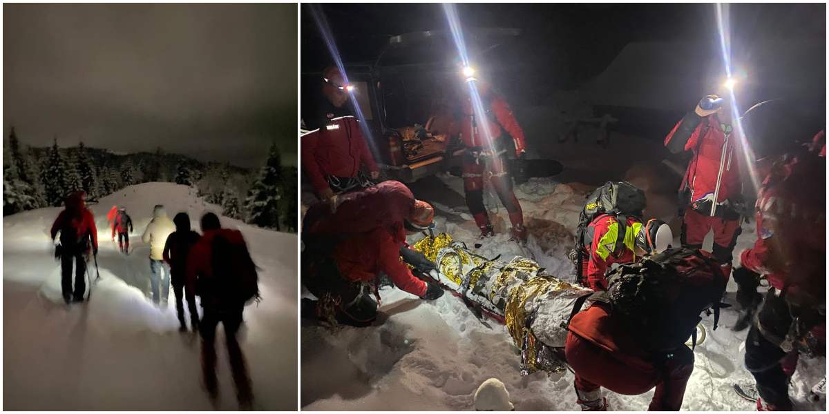 FOTOGALERIE. Tragedie în Munții Maramureșului. Un ucrainean a murit de frig, alții trei sunt răniți