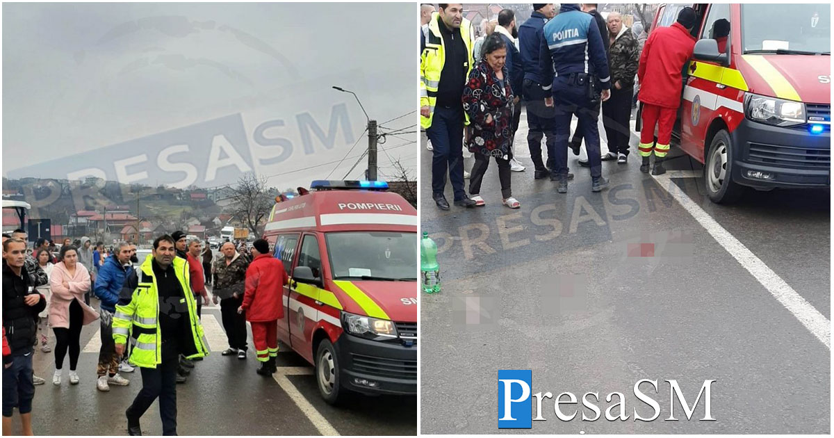 FOTO. Accident în județ. Copil lovit de mașină. Transportat la spitalul din Satu Mare