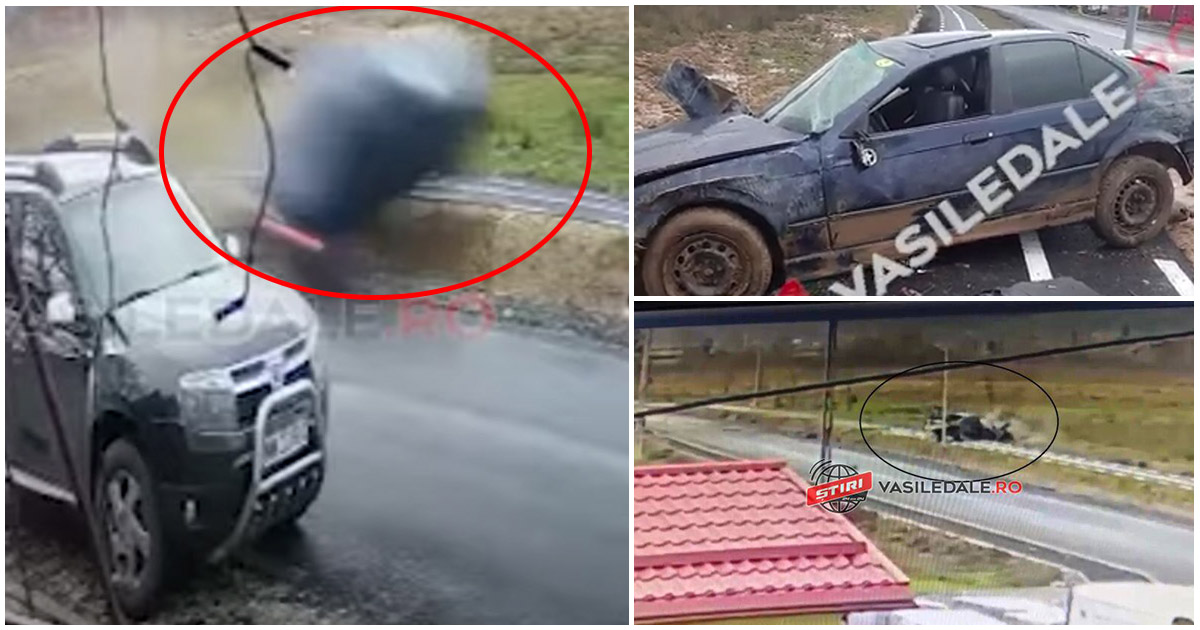 VIDEO. Accident terifiant. Un tânăr s-a rostogolit de 10 ori cu BMW-ul. Totul a fost surprins de camerele de supraveghere