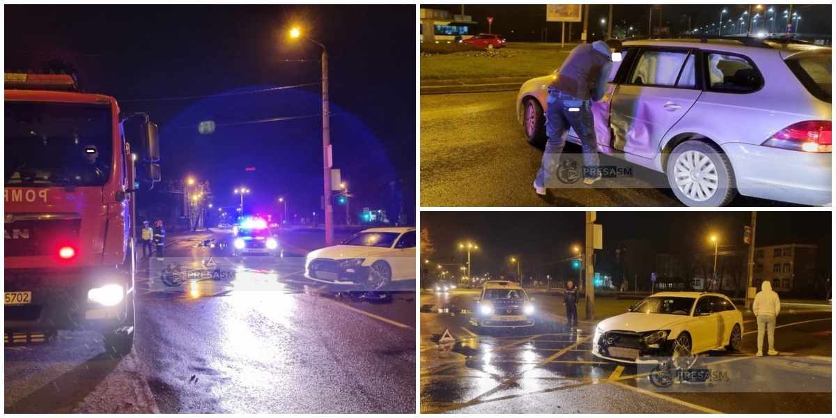 FOTO. Accident la Finanțe, în municipiul Satu Mare. La un pas de o tragedie