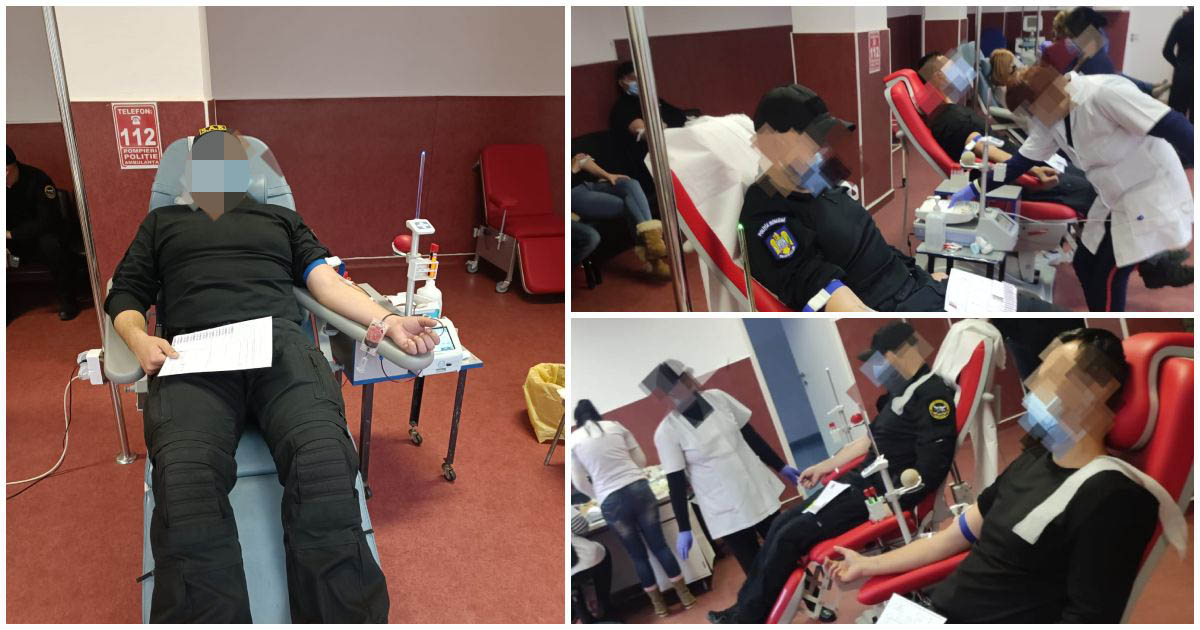 FOTO. Polițiștii de la Acțiuni Speciale Satu Mare au donat sânge pentru a salva vieți
