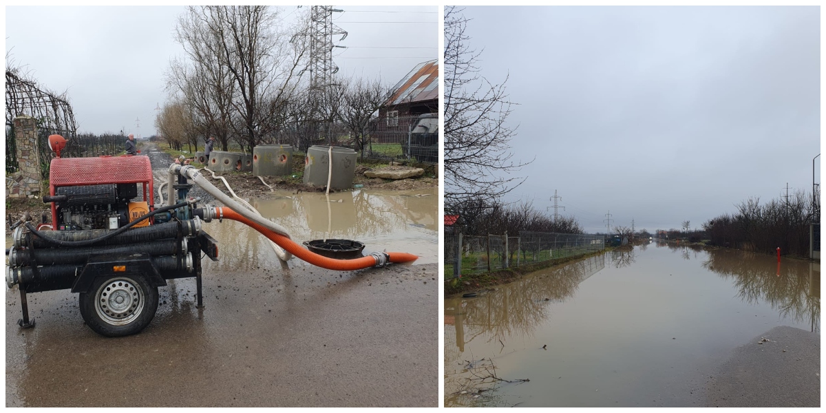 FOTO. Inundații în municipiul Satu Mare. O stradă este sub apă, intervin pompierii