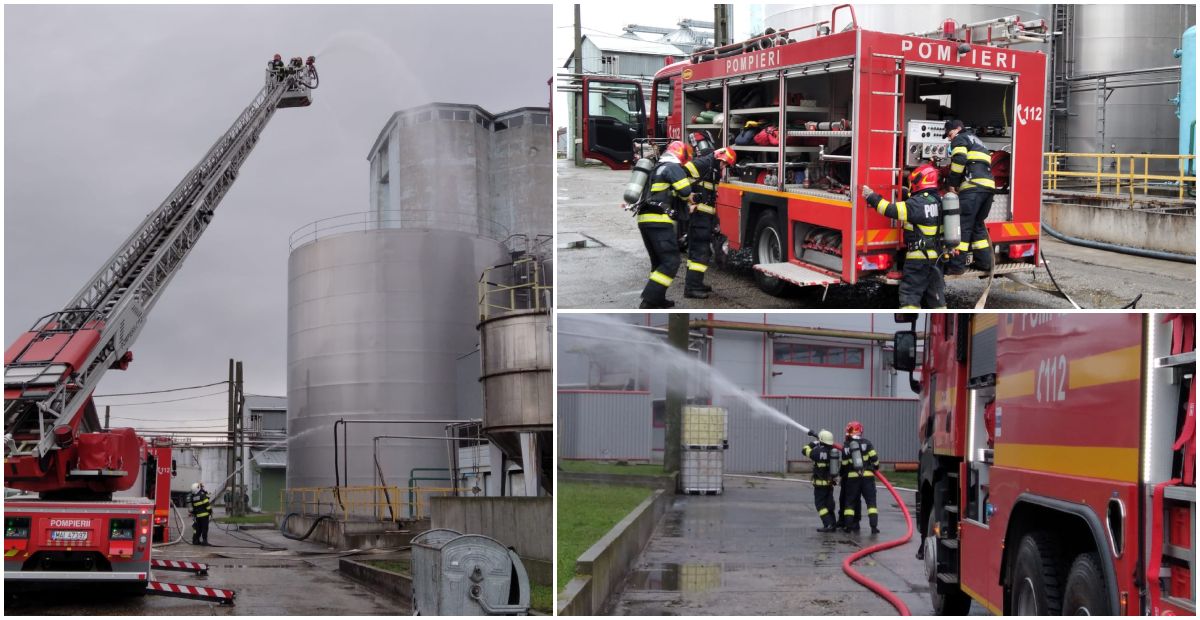 FOTO. Mobilizare a pompierilor la o fabrică din județul Satu Mare