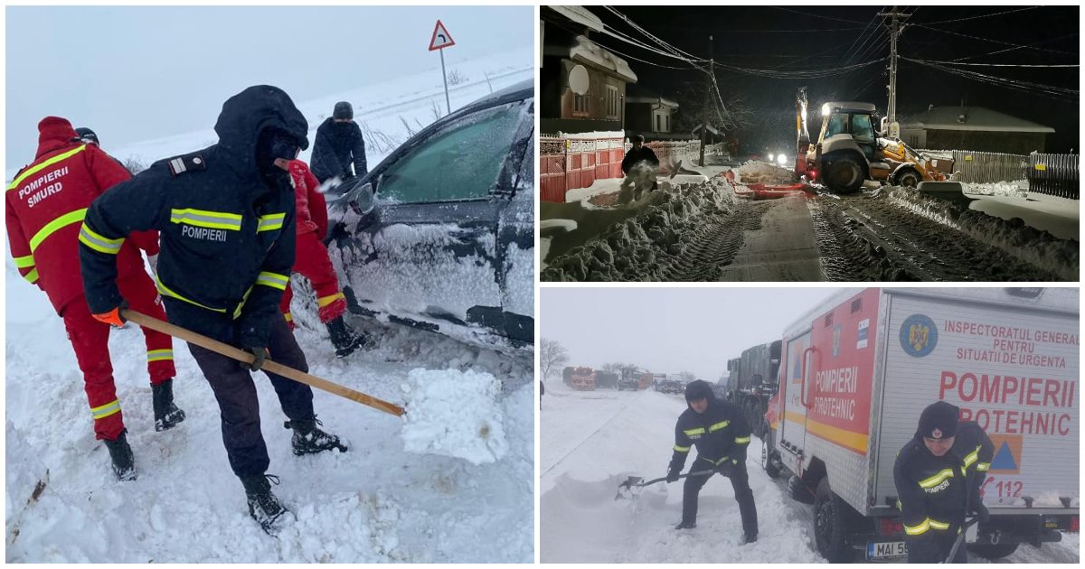 FOTO. Ninsorile au paralizat jumătate de ţară: Mașini blocate, oameni izolați, intervenții de salvare dificile